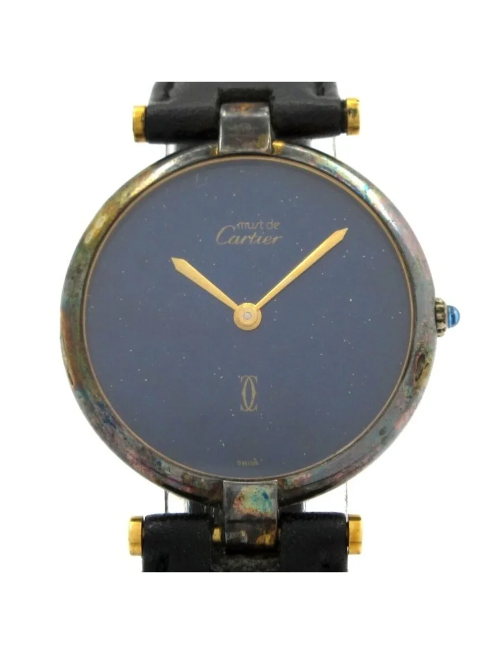 Cartier Watch Must Vendome 925 Sterling Silver Dark Navy